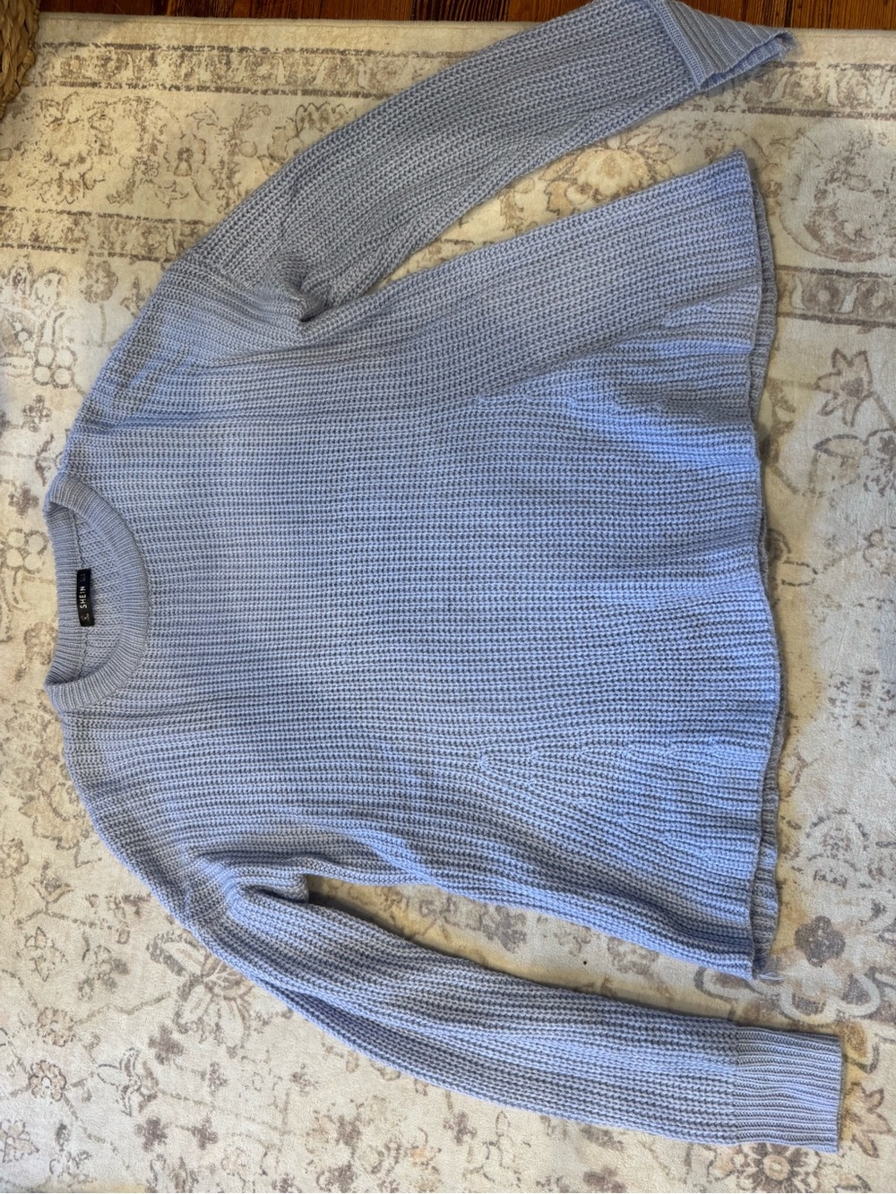 Light Blue Chunky Knit Crewneck Sweater